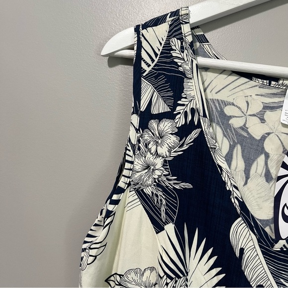 Palmwave Hawaii Sleeveless V-Neck Tropical Print Shift Dress Rayon Cinch Waist - Picture 5 of 13
